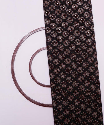 black and golden floral foil print denim fabric b108 6018